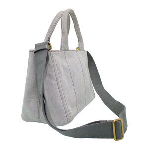 Prada 2way handles top canvas Canapa handbag Tote Gray